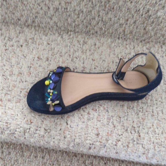 J Crew Embellished Platform Sandals size 7 in Navy - Picture 3 of 4
